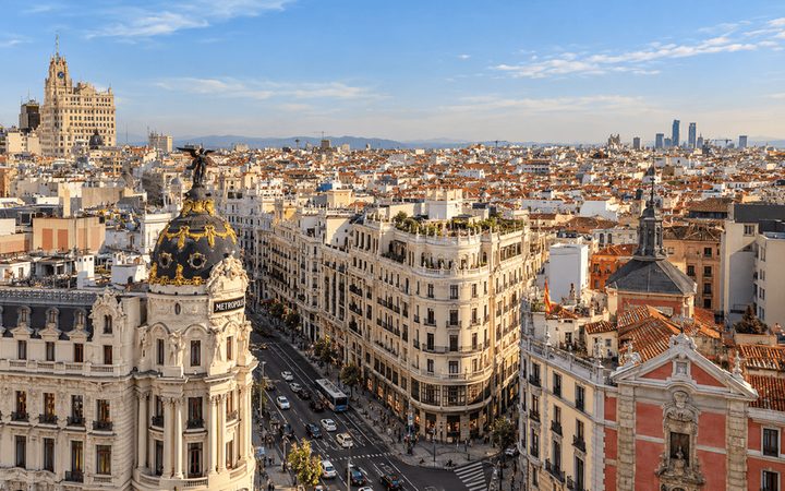 Metropolis Building at the junction of Gran Vía and Calle de Alcalá in Madrid