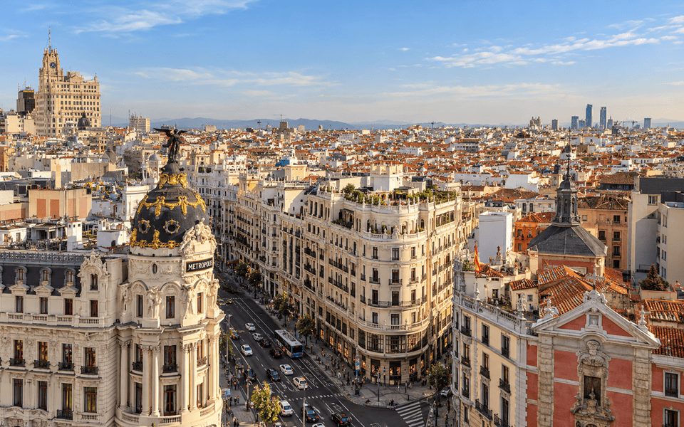 Metropolis Building at the junction of Gran Vía and Calle de Alcalá in Madrid