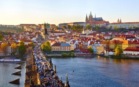 Prague historic centre and river
